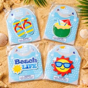 Beach Life Jumbo Rubber‎ Bag Charms Set of 4 Sun Coconut Flip Flops NEW